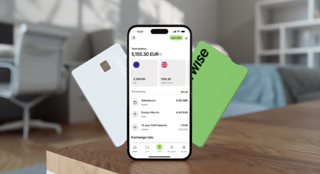 wise app with credit cards