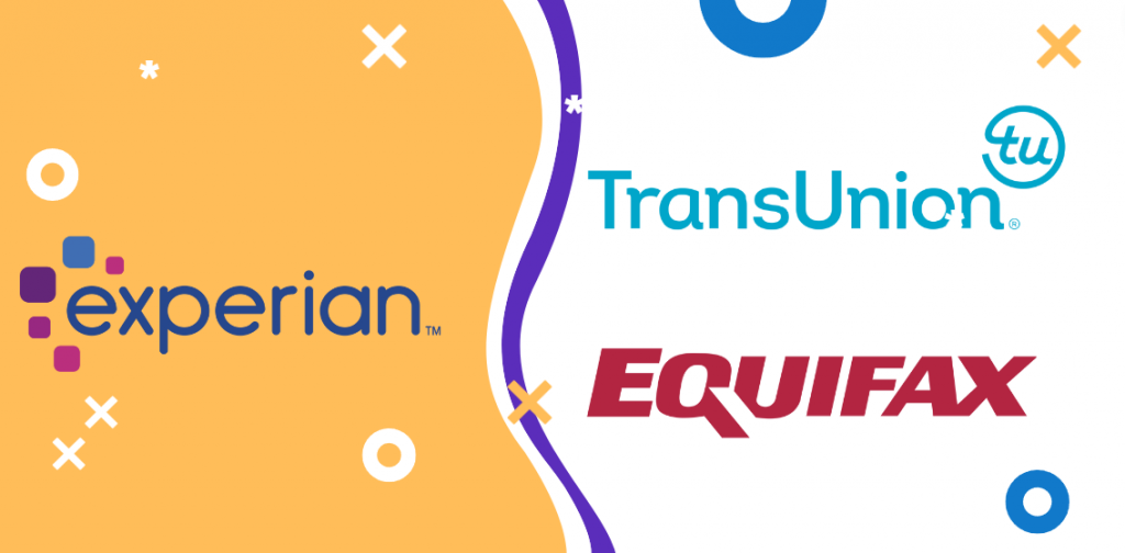 transunion, experian and equifax logo illustration