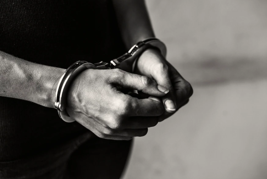 Handcuffed criminal