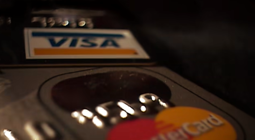 Visa and Mastercard credit cards closeup