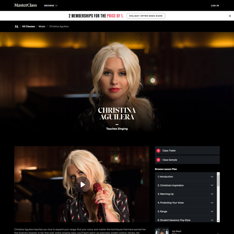 Christina Aguilera Teaches Singing on Masterclass